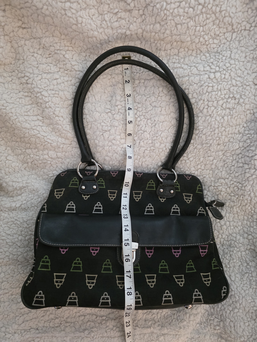 KVZ - Black Shoulder Bag with Multicolor Icon Print - Picture 6 of 9